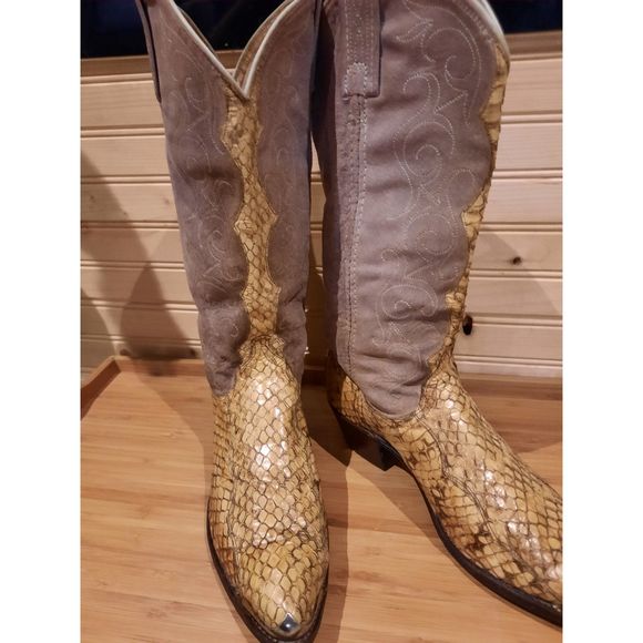 Rare Vintage Dan Post Womens Western Python Snakeskin Boots Sz 7.5M - Picture 5 of 16
